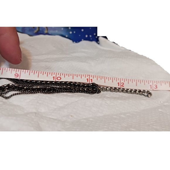 Hand Crafted Gun Metal Chain and Rhinestone Multi Layer Necklace - Picture 10 of 11